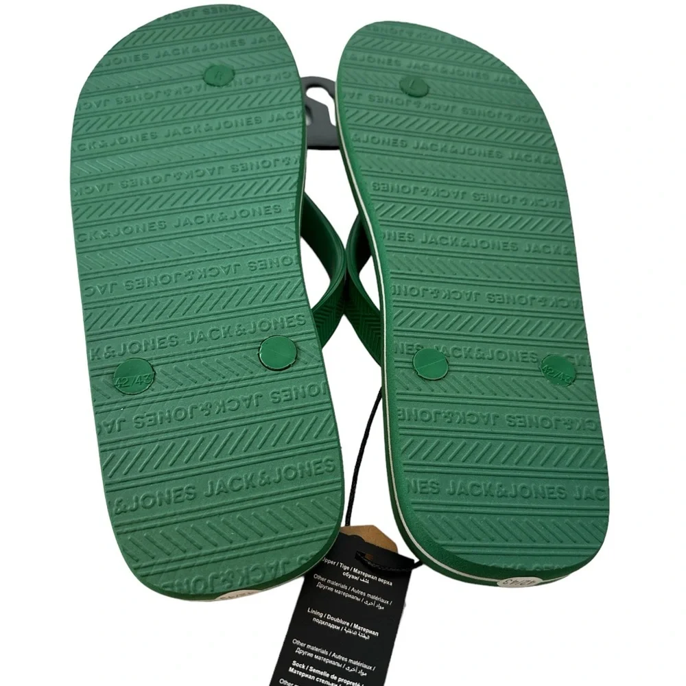 JACK & JONES Mens Logo Flip Flops Sandals Black Summer Beach Shoes Size 9/10 New